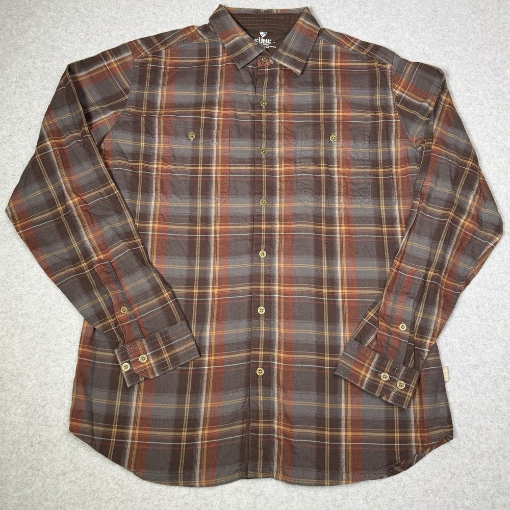 Kuhl 7202 Men's Medium Fugitive Flannel Hiking Outdoor Button Up Shirt Plaid